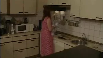 I'm A Horny Busty Bbw Wife And I Enjoy While My Husband Fucks My Shaved Pussy In The Kitchen