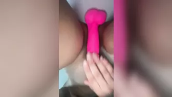 Mixed Girl Masturbating With Big Dildo