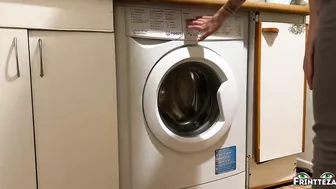 Stepson Fucked Stepmom While She In Inside Of Washing Machine. Anal Creampie