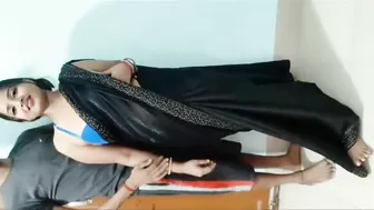 Hot Wife In Black Sari