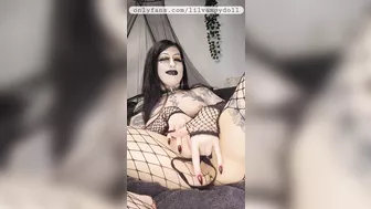 Petite Goth Slut Stuffs Panties In Tight Pussy