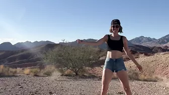 Wife Fucked / Spit Roasted By Two Guys And Receives Creampie On Public Road In The Nevada Desert