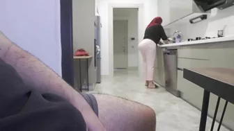 Caught Jerking Off While Watching My Huge Ass Hijab Maid