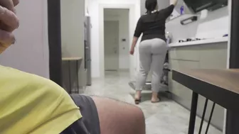 Stepmom Caught Me Jerking Off While Watching Her Big Ass In The Kitchen