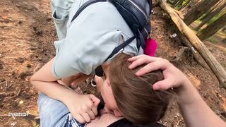 Amateur Dark Haired Offer Naughty Fellatio At The Forest And Tak