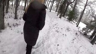 Hottie Blonde Into The Mid Of The Snow Storm