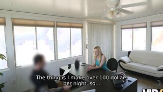 Vip4K. Blonde Bae Can't Pay Rent, So She Goes To The Bank For A Loan