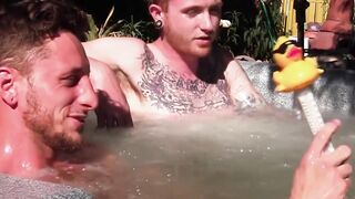 Inked Ginger Homo Leaves Jacuzzi To Jack Off Dick With Sweetheart