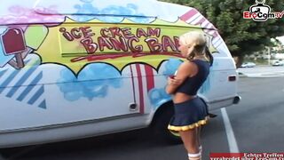 Thin Blonde Cheerleader Barely Legal Pick Up For Sex Into A Vehicle