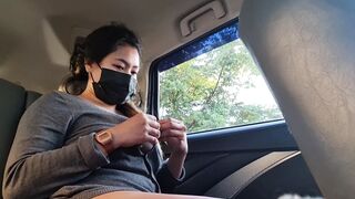 Risky Outdoors Masturbation Into The Taxi - Non-Tinted