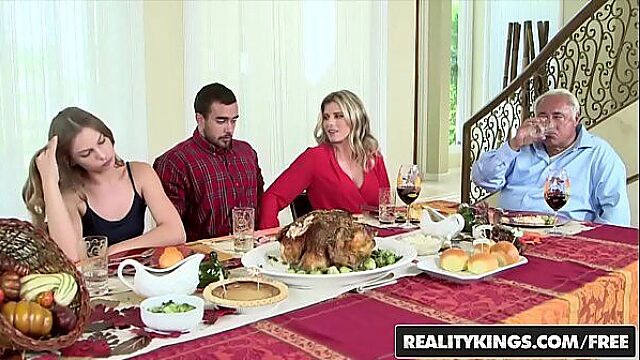 Thanksgiving Threesome With Hot Anal Milf & Young Stud