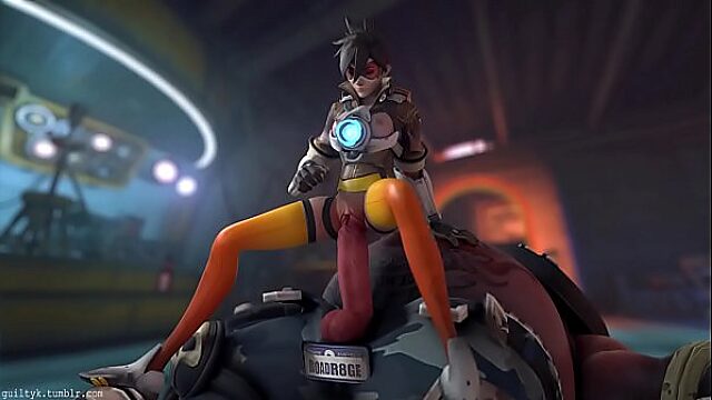 Overwatch's Tracer Takes On Roadhog's Cock & Gets A Load Inside