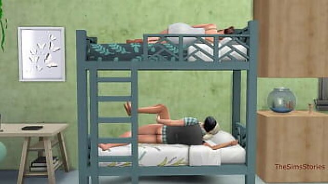 Stepdad And Stepdaughter's Bunk Bed Bang