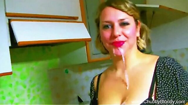 Italian Housewife Gags On Kitchen Counter Cock