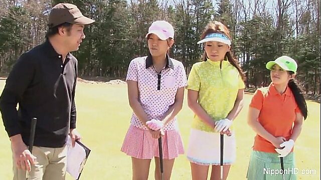 Japanese Beauty Gives Wet Blowjob On Golf Course