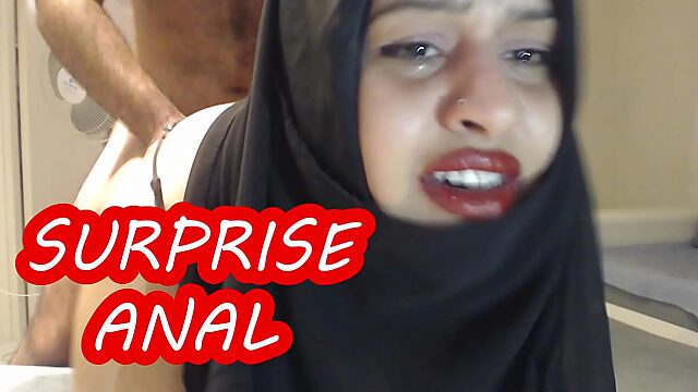 Rough Anal Surprise With Curvy Hijab Wife