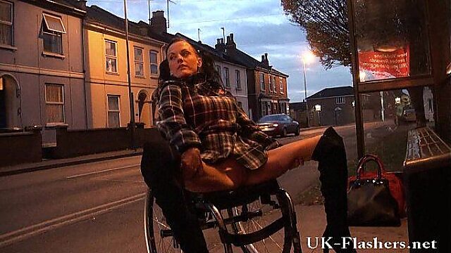 Wheelchair-Bound Leah Caprice's Public Pussy Flash With Disabled Assist