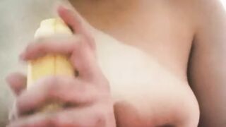 Latina Consoles Herself With A Banana In Confinement. Spanish Fucking Fruits