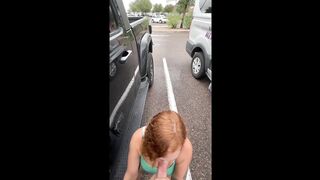 A Hot Redhead Sucks My Dick At A Public Car Wash On A Rainy Day With People Around