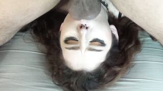 Sexy Black Hair Goth Babe With Nose Piercing Gets Hardcore Sloppy Facefuck Upside Down 69 Throatpie