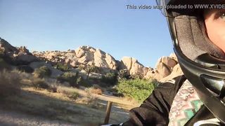 Felicity Feline Rides Motorcycle To Joshua Tree And Plays Outside