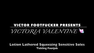 Lotion Lathered Squeezing Sensitive Soles - Tickling Solejob Stroking