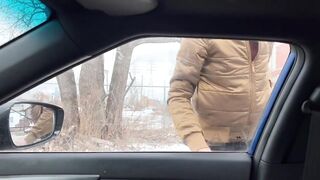 Wife Hooks Up Secretly With Friend And Fucks Him In The Car / Public Car Sex / Creampie