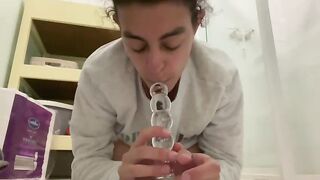 Passionate Dildo Sucking With A Riveting Squirt