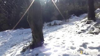 Naughty Babe Pees In The Snow