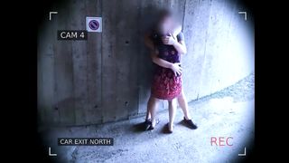 Young Couple Fucks In Front Of The Garage Exit And Is Caught By The Surveillance Camera