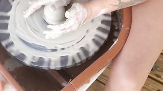 Throwing Pottery Braless