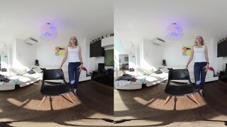 Nervous Blonde Amelia Miller Striptease Casting Vr180 Virtual Reality Video