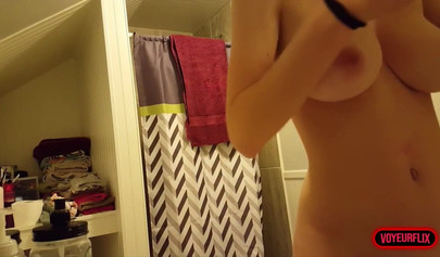 Busty Amateur Teen Stripping In The Bathroom On Hidden Camera