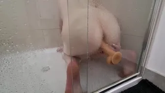 Realistic Suction Dildo In The Shower