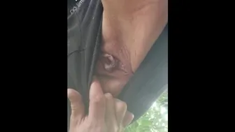 Close Up Public Piss While Mowing - The Owner Is Out The Front