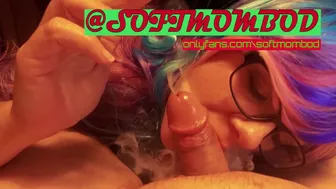 Rainbow Haired Milf Gives A Sensual Smokey Blowjob