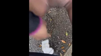 Petite Ebony Peeing In Hospital Parking Lot