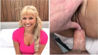 Wholesome Blonde 19 Yr Old Slobbers All Over A Fat Cock