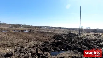 Naked Russian Girl Walks On The Farm