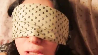 Curly Hair Girl In Blindfold Sucks Tip And Takes Big Facial