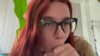 A Depraved Bitch With Her Lush Lips Sucks And Licks Her Dildo