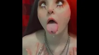 Sexy Emo Egirl Does Ahegao And Drools Everywhere. Messy Wet And Sexy