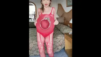 Hot Busty Milf Mariaold Dance Without Bra In Red Bodystockings