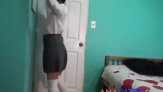 Schoolgirl Sucks Penis Before Going To Class