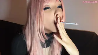 Cute Egirl Smoking Slim Cigarette (Full Vid On My 0Nlyfans/Manyvids)