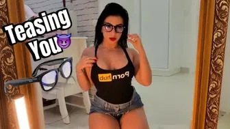 Sexy Latina Teasing In Front Of The Mirror Filming With Her Ray Ban Meta Smart Glasses