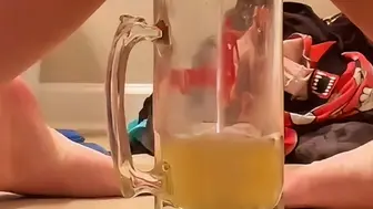 Filled In The Beer Mug With A Yellow Pee