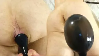 My Slut's Ass Is Completely Filled With Huge 15 Pumps Inflatable Butt Plug. Extreme Anal Play