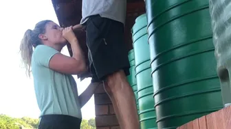 Outdoor Blowjob With Cum All Over Her Body