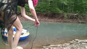 Masturbating At The Creek In A Raft